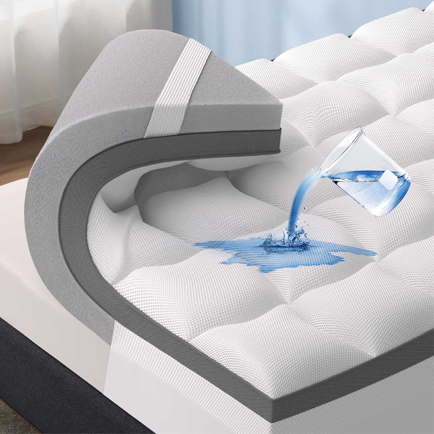 Bedsure Dual Layer Memory Foam Topper 